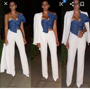 C/meo brand cameo denim bow knotted crop top